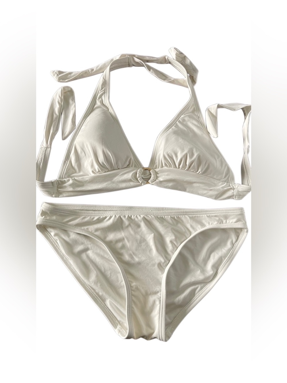 ❌SOLD❌Michael Kors Off-white Halter Bikini Set with Ring Detail